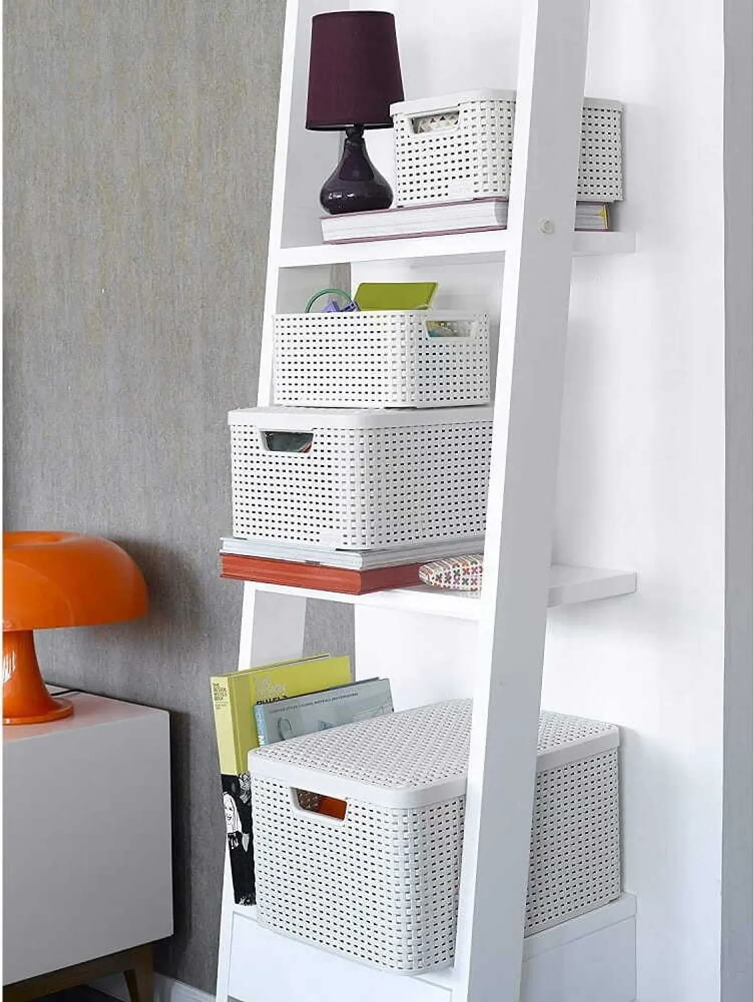 Aufbewahrungskorb STYLE2 S – Rattan-Optik, creme, ca. 28 × 19 × 13 cm